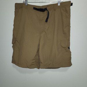 Lands End Mens Utility Shorts Size XL 40/42  Rip Stop Mesh Lined Belted Green